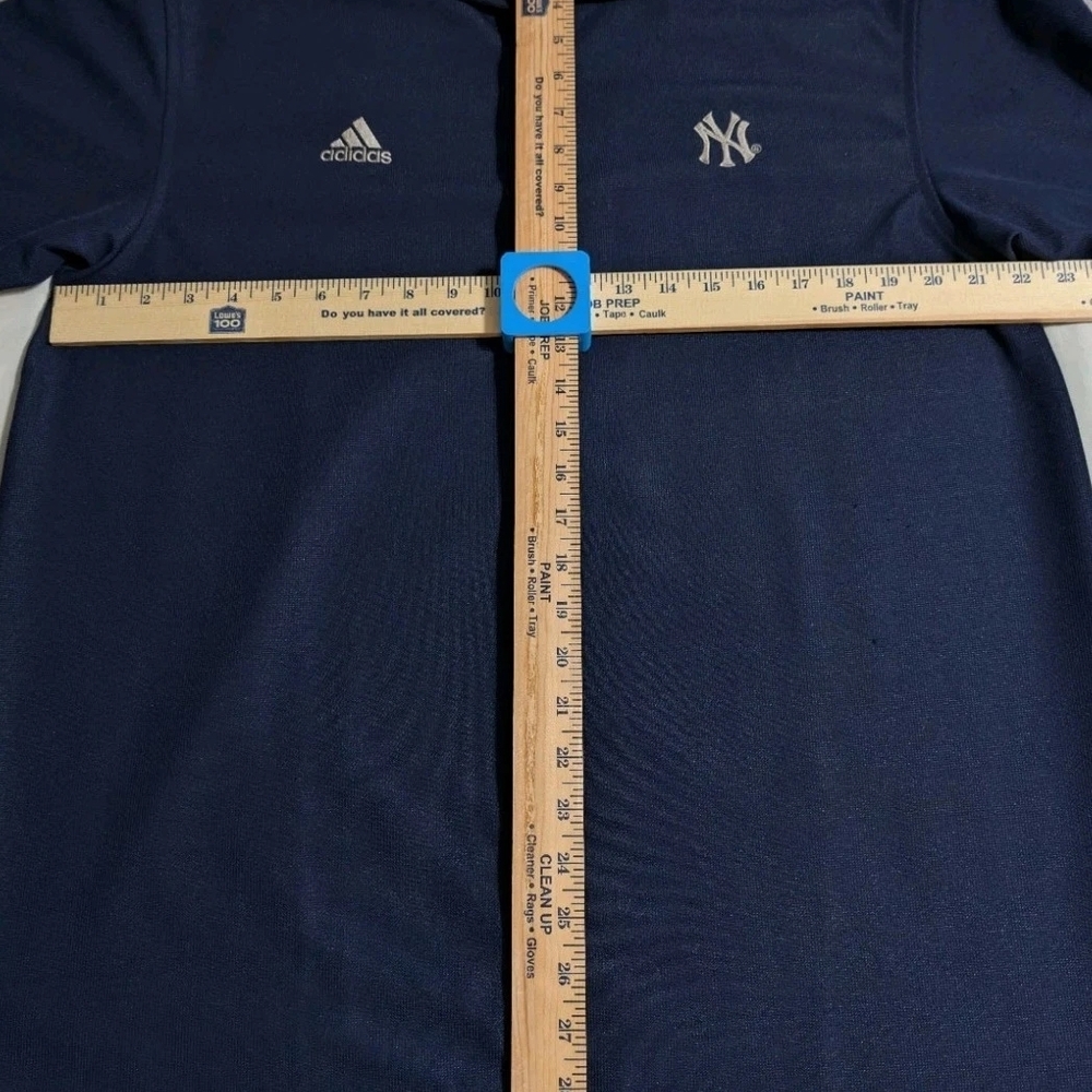 Adidas New York Yankees Quarter Zip Polo Shirt Men’s L Blue MLB Silver Stripes - Picture 5 of 8